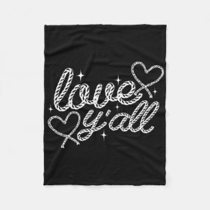 Love Y'all Western Cowgirl Cowboy Valentines Day X Fleece Blanket