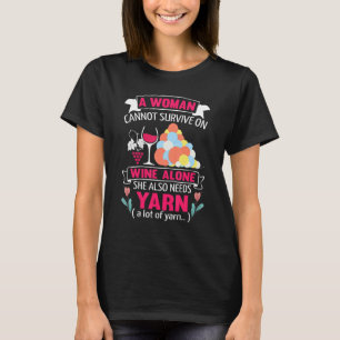 Love Yarn And Wine Crochet Knitting Tee