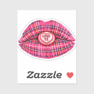 Love Ye Scottish Tartan Kiss Lips Scotland pink