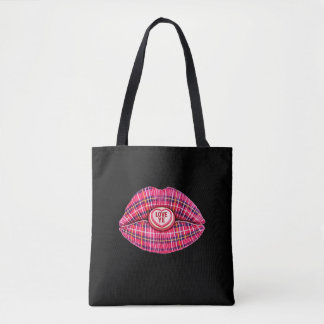 Love Ye Scottish Tartan Kiss Lips Scotland pink Tote Bag
