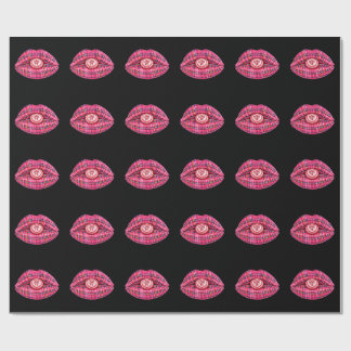 Love Ye Scottish Tartan Kiss Lips Scotland pink Wrapping Paper