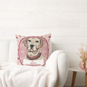 Love Yellow Labrador Retriever Valentine hearts   Cushion