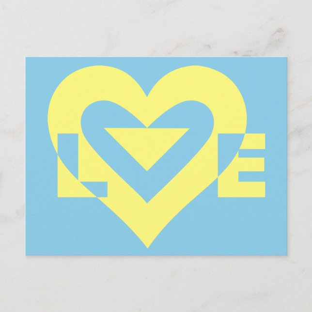 Love Yellow on Blue Postcard (Front)