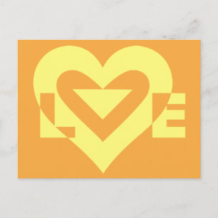 Love Yellow on Orange Postcard