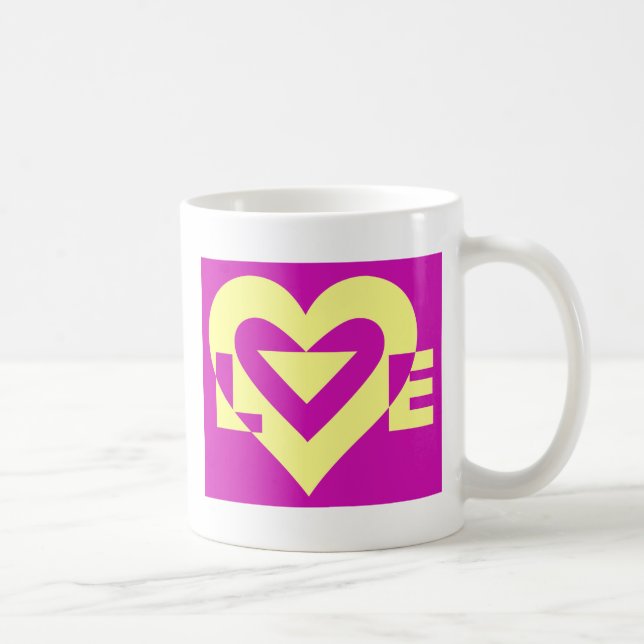 Love Yellow on Purple Coffee Mug (Right)