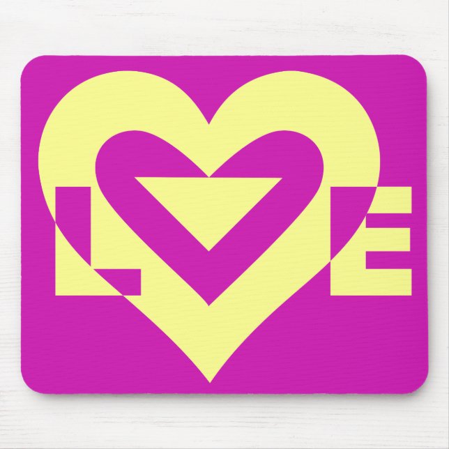 Love Yellow on Purple Mouse Pad (Front)