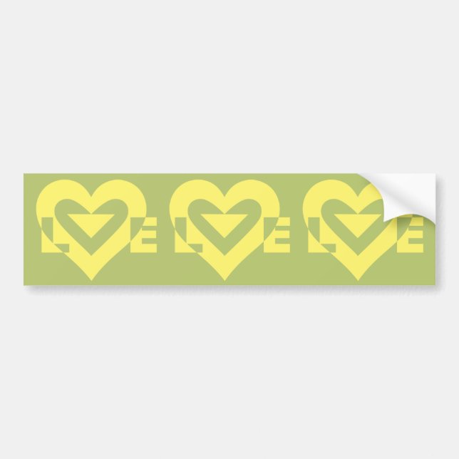 Love Yellow on Sage Green Bumper Sticker (Front)