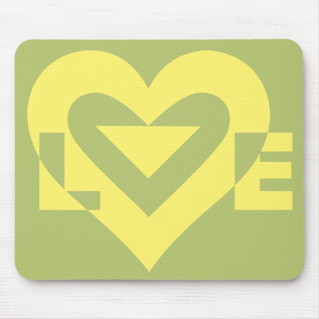 Love Yellow on Sage Green Mouse Pad (Front)