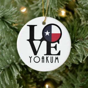 LOVE Yoakum Texas Ceramic Ornament