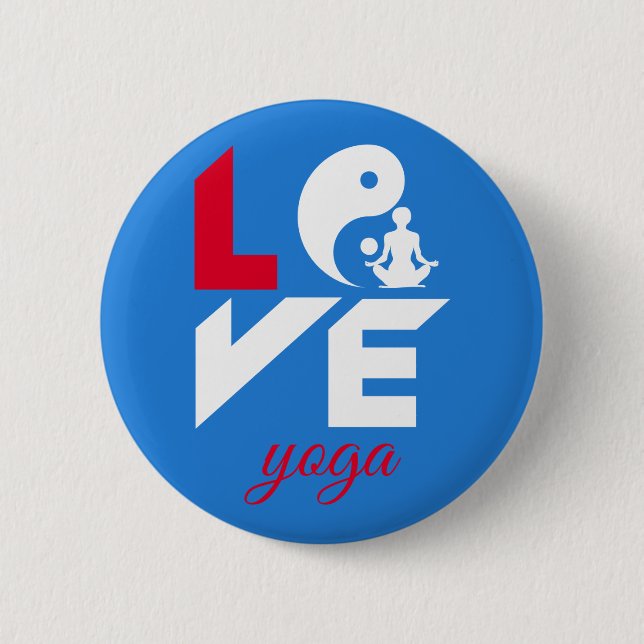 Love yoga 6 cm round badge (Front)