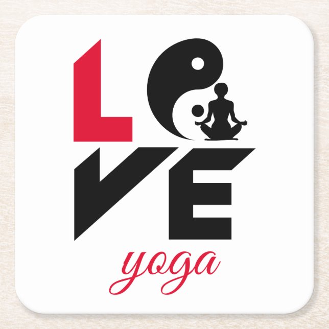 Love yoga square paper coaster (Front)