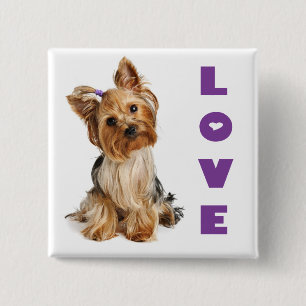 Love Yorkshire Terrier Puppy Dog Button Pin