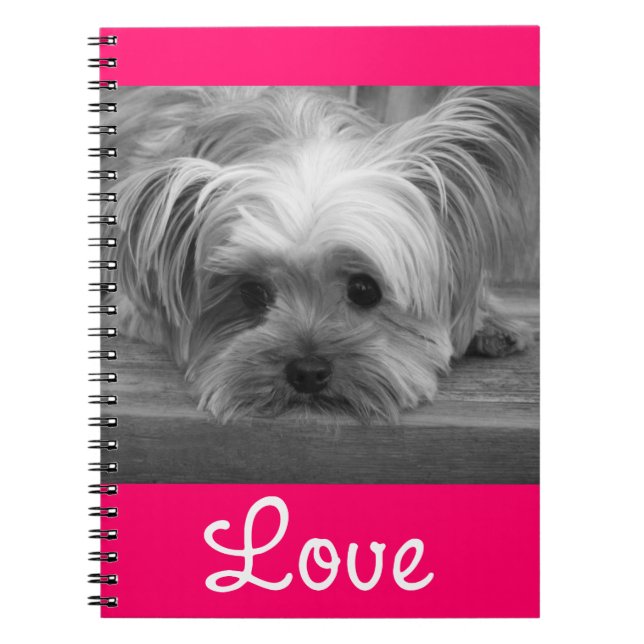 Love Yorkshire Terrier Puppy Dog Pink Notebook (Front)