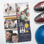 Love You A Bowl Lot Dad | Bowling Ball Towel<br><div class="desc">Featuring a charming watercolor trophy and bowling pins. Add four of your own photos as well. The perfect birthday, or father's day gift for any man who loves bowling! Easily personalise this design with your own text (add a name or monogram). Convenient bowling ball towel with grommet ring clip. These...</div>
