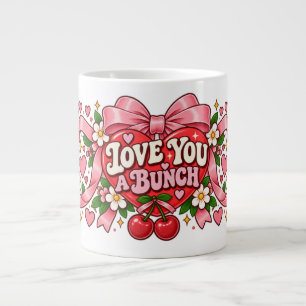 Love You a Bunch Pink Bow Heart Mug Retro Coquet
