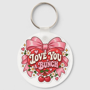 Love You a Bunch Retro Coquette Heart Bow Sticker  Key Ring