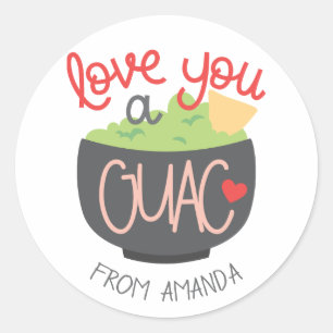 Love You a Guac Valentine Classic Round Sticker