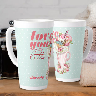 Love you a Latte Cute Retro Sweet Treats Latte Mug