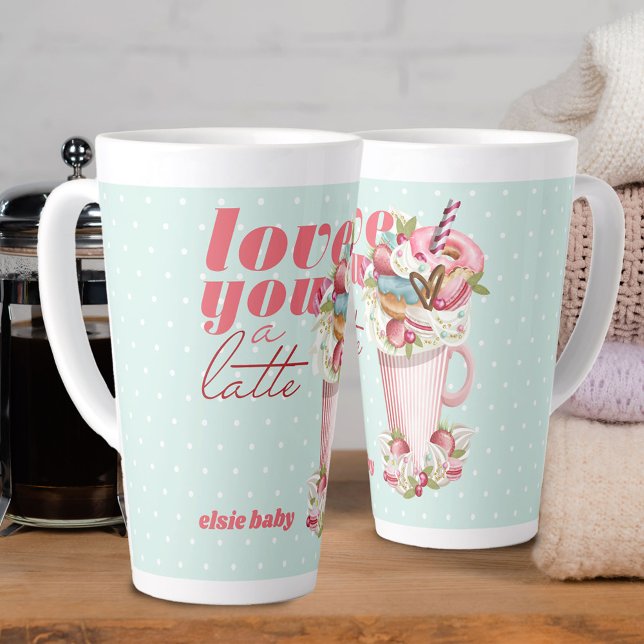Love you a Latte Cute Retro Sweet Treats Mug (Creator Uploaded)