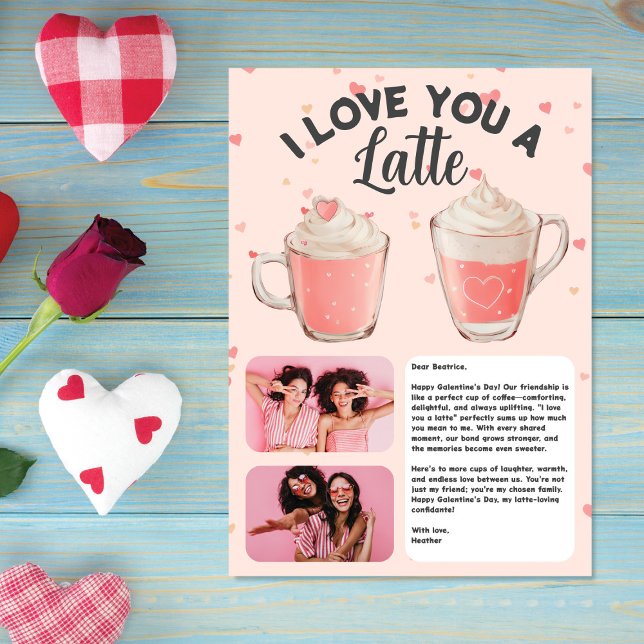  Love You a Latte, Galentine! Personalised Friends Holiday Card (Creator Uploaded)