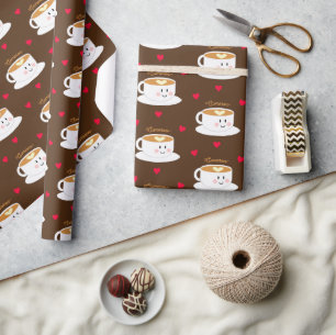 Love You A Latte Personalized Wrapping Paper