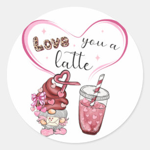 Love You a Latte Valentines Day Classic Round Sticker