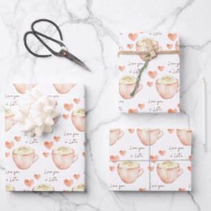 Love You A' latte Wrapping Paper Sheets 