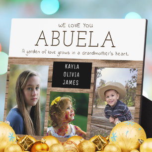 Love You Abuela 3 Photo Collage Rustic Wood Plaque