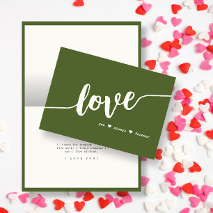 "Love You Always Forever" Green Hand Script Card