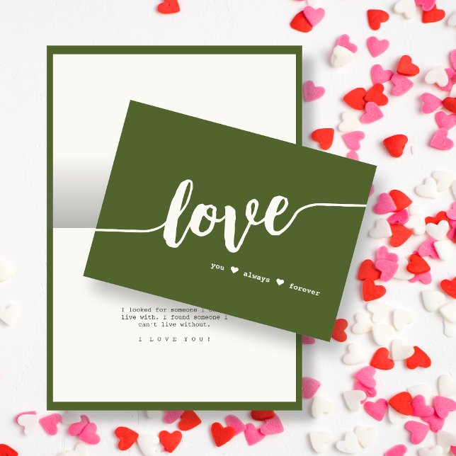 "Love You Always Forever" Green Hand Script Card (Creator Uploaded)