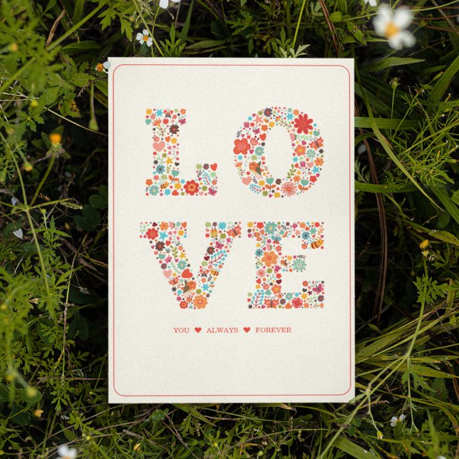 "LOVE You, Always, Forever" Retro Floral Love Card (Creator Uploaded)