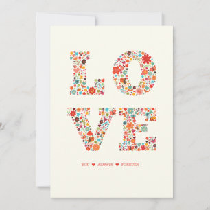 "LOVE You, Always, Forever" Retro Floral Love Holiday Card