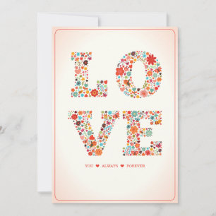 "LOVE You, Always, Forever" Retro Floral Love Holiday Card