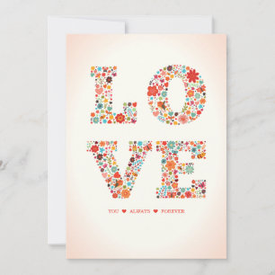 "LOVE You, Always, Forever" Retro Floral Love Holiday Card