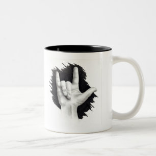 Love You: American Sign Language: Hand Two-Tone Coffee Mug