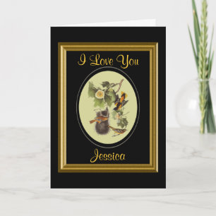 Love You Audubon Birds Personalised Card