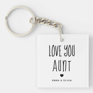 Love You Aunt Photo Back and Handwritten Text Key Ring