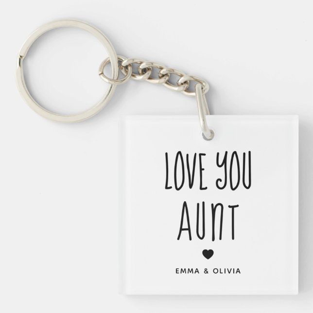 Love You Aunt | Photo Back and Handwritten Text Key Ring (Front)