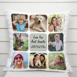 Love You Aunt Photo Collage Cushion<br><div class="desc">Create a special personalised pillow keepsake for the best aunt ever. This design features clean modern lines with eight rounded squares framing family photos,  her name and your names on a sage green rounded square.</div>
