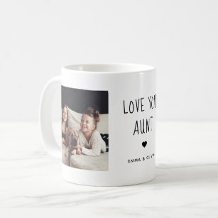 Love You Aunt   Two Photo Handwritten Text Coffee Mug