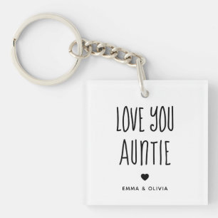 Love You Auntie Photo Back and Handwritten Text Key Ring