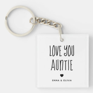 Love You Auntie   Photo Back and Handwritten Text Key Ring