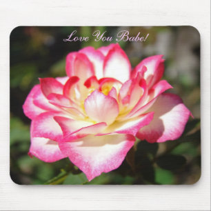 Love You Babe! mousepad quality gifts Pink Rose