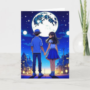 Love You Babe, Romantic Anime Couple Card