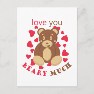 Love you beary much for Valentine's Day Postcard