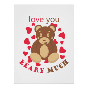 Love you beary much for Valentine's Day Poster