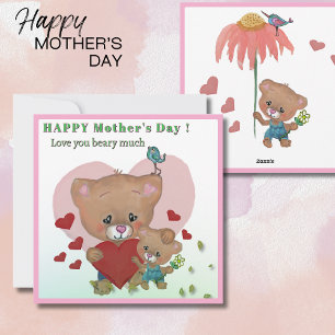 Love you beary much Mothers Day Holiday Card