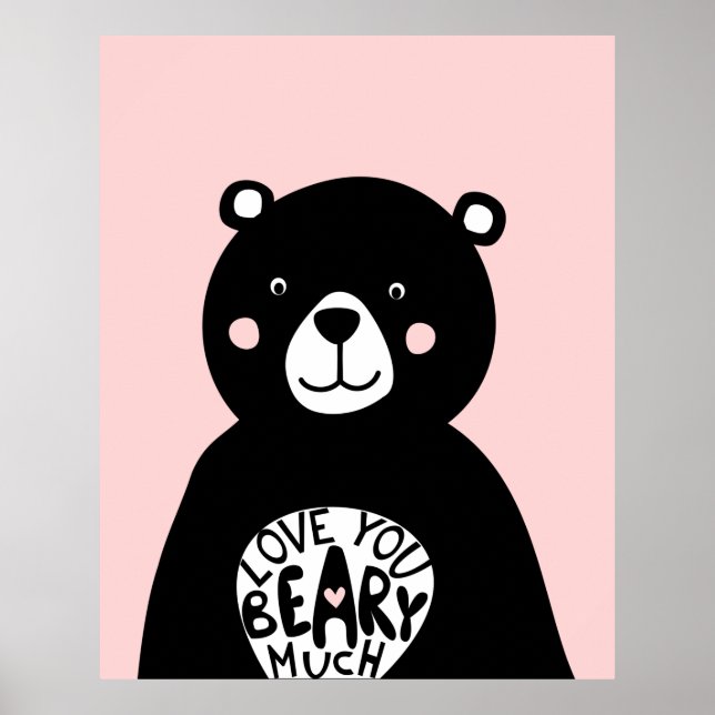 Love you Beary Much Scandinavian Bear Girls Room Poster (Front)