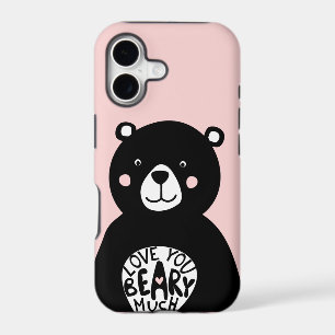 Love you Beary Much Scandinavian Bear Pink Black