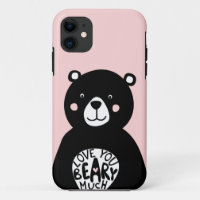 Love you Beary Much Scandinavian Bear Pink Black